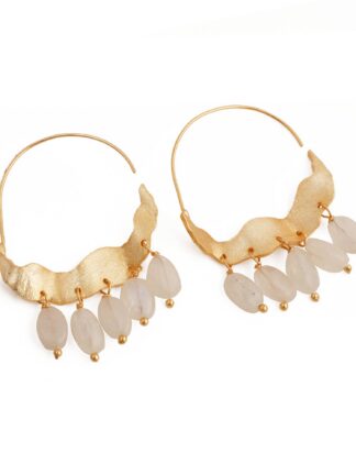 Fringe Hoops med regnbuemånestein | Øredobber